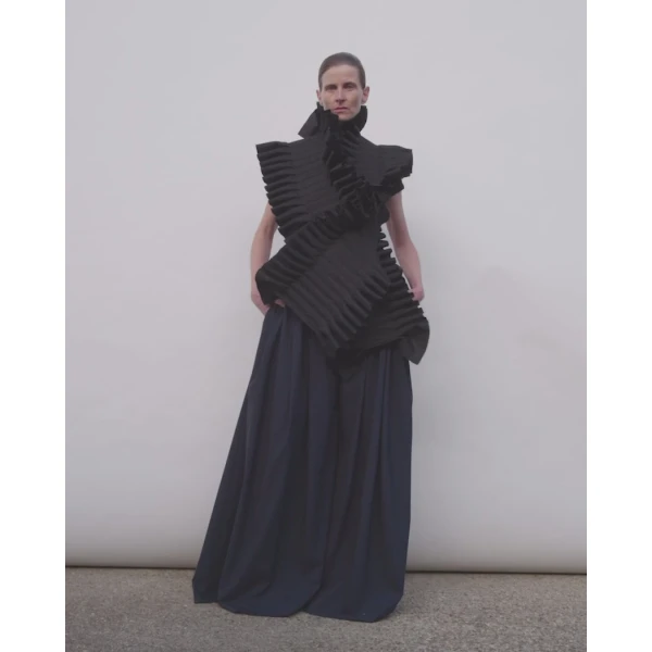 A.W.A.K.E. MODE Structural Top Black - Tops - Conceptual Avant-Garde Fashion at Luxury Shoes 