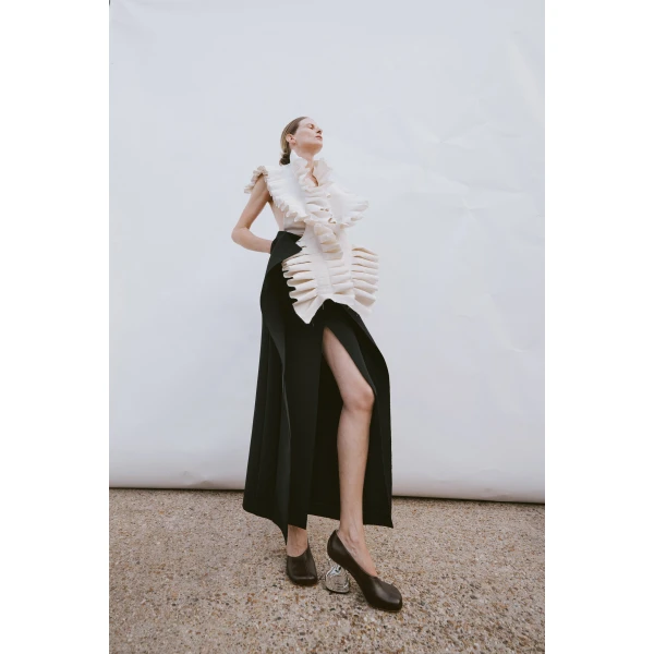 A.W.A.K.E. MODE Structural Top Ivory - Tops - Conceptual Avant-Garde Fashion at Luxury Shoes 