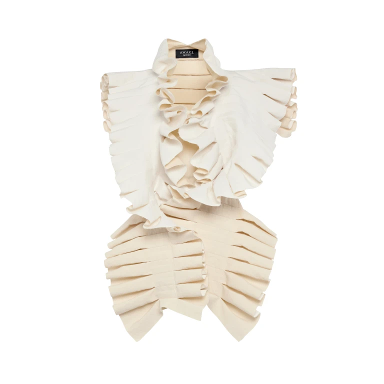 A.W.A.K.E. MODE Structural Top Ivory - Tops - Conceptual Avant-Garde Fashion at Luxury Shoes 