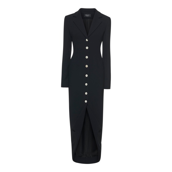 A.W.A.K.E. MODE Tailored Shirt Dress With Jacket Collar At Hem Black - Dresses - Conceptual Avant-Garde Fashion at Luxury Shoes 