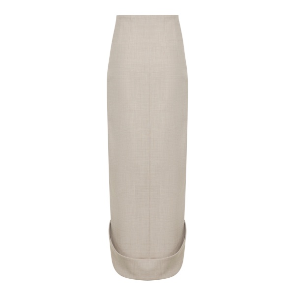 A.W.A.K.E. MODE Tailored Skirt With Jacket Collar At Hem Beige Melange - Skirts - Conceptual Avant-Garde Fashion at Luxury Shoes 