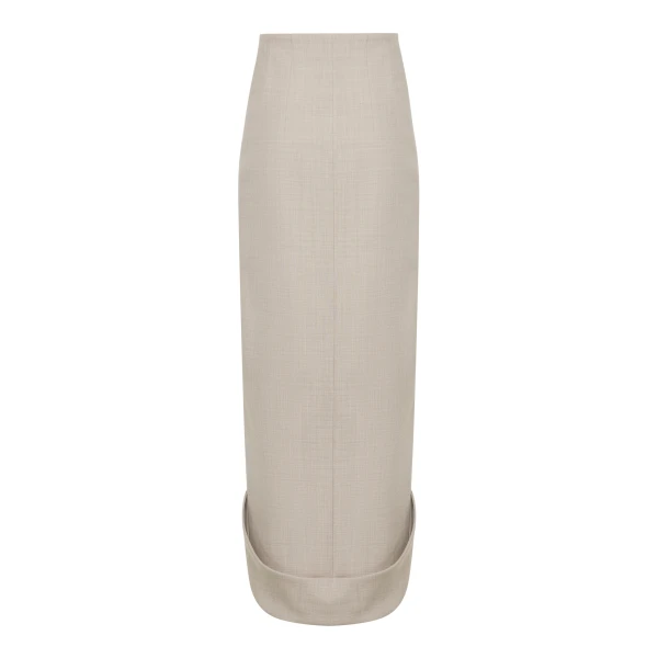 A.W.A.K.E. MODE Tailored Skirt With Jacket Collar At Hem Beige Melange - Skirts - Conceptual Avant-Garde Fashion at Luxury Shoes 