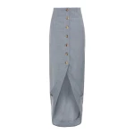 A.W.A.K.E. MODE Tailored Skirt With Jacket Collar At Hem Grey Melange - Skirts - Conceptual Avant-Garde Fashion at Luxury Shoes 