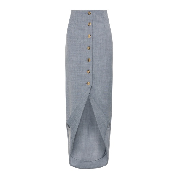 A.W.A.K.E. MODE Tailored Skirt With Jacket Collar At Hem Grey Melange - Skirts - Conceptual Avant-Garde Fashion at Luxury Shoes 