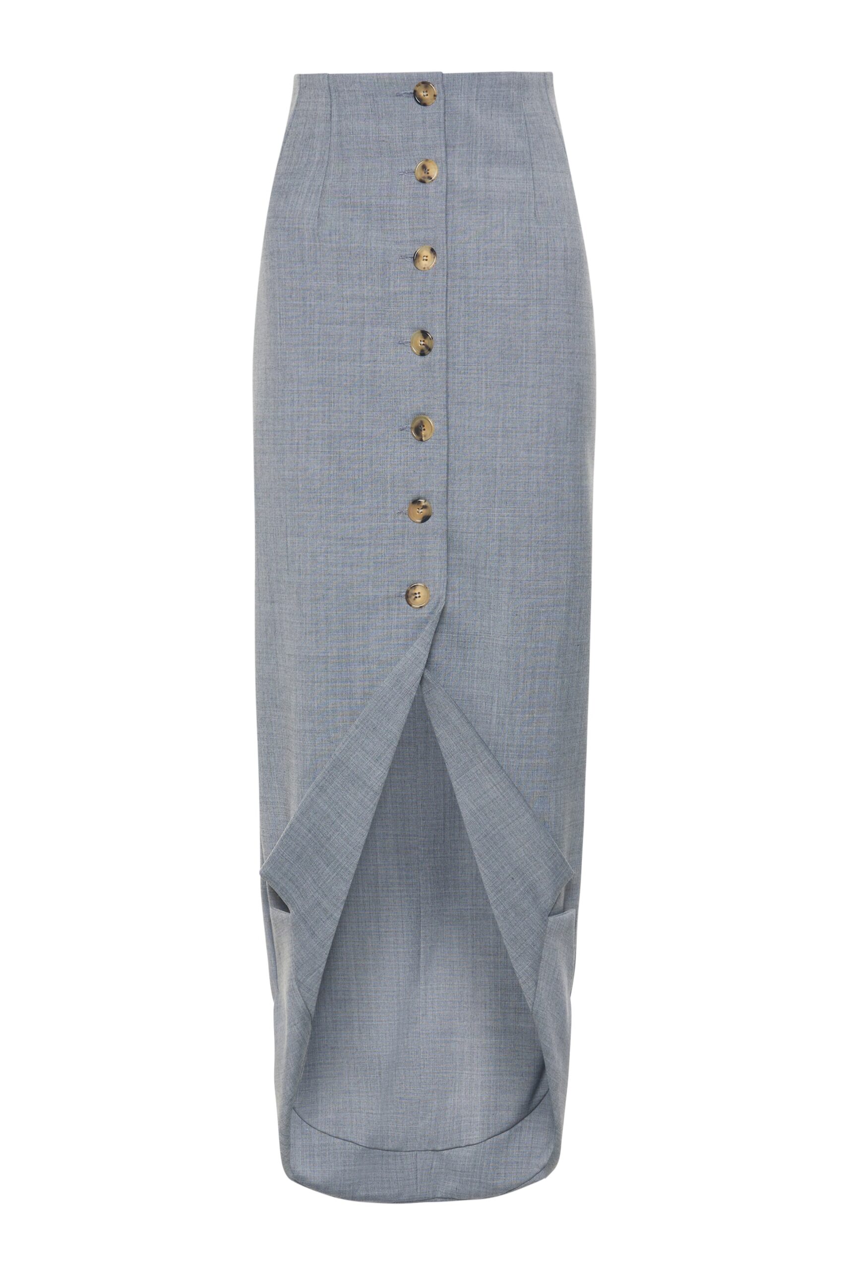 awake mode Skirts A.W.A.K.E. MODE Tailored Skirt With Jacket Collar At Hem Grey Melange - Skirts - Conceptual Avant-Garde Fashion at Luxury Shoes