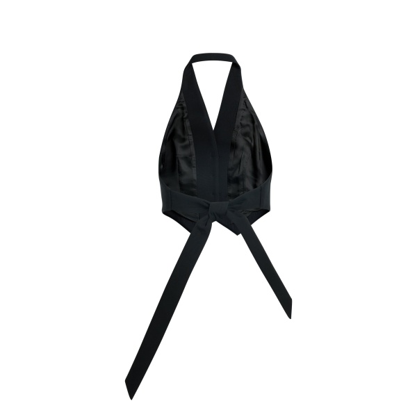A.W.A.K.E. MODE Vest With Tie Back Black - Tops - Conceptual Avant-Garde Fashion at Luxury Shoes 