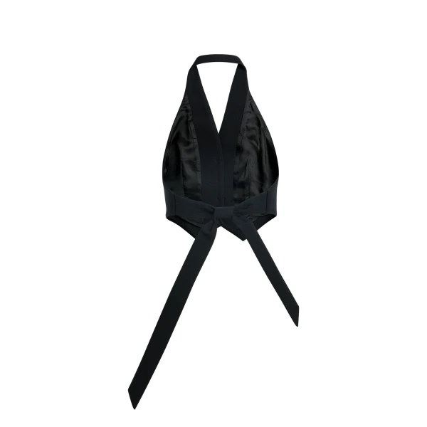 A.W.A.K.E. MODE Vest With Tie Back Black - Tops - Conceptual Avant-Garde Fashion at Luxury Shoes 