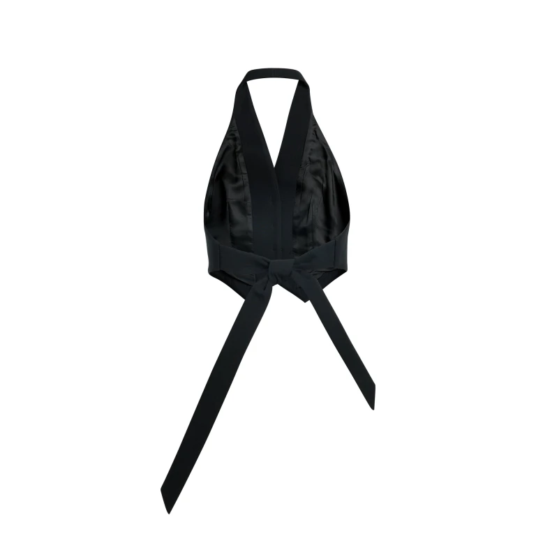 A.W.A.K.E. MODE Vest With Tie Back Black - Tops - Conceptual Avant-Garde Fashion at Luxury Shoes 