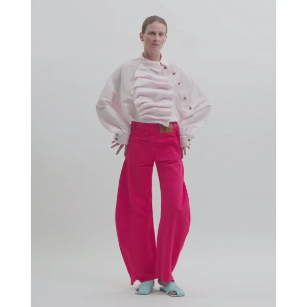 A.W.A.K.E. MODE Voluminous Bib-Front Shirt Pale Pink - Tops - Conceptual Avant-Garde Fashion at Luxury Shoes 
