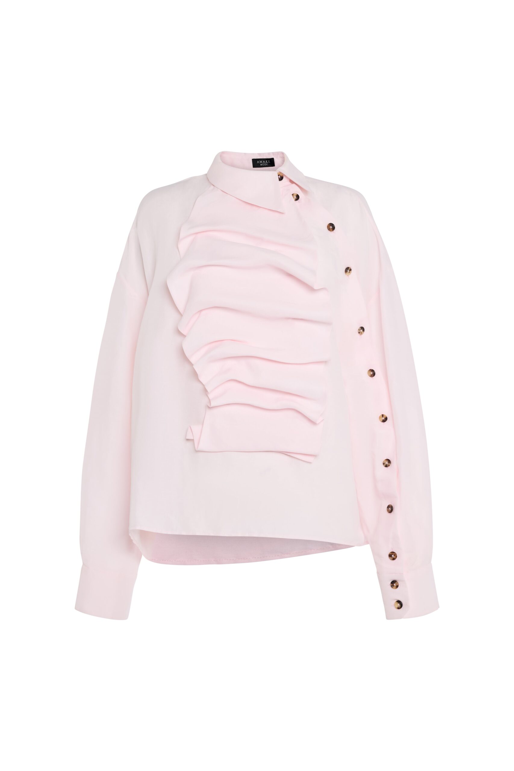 awake mode Tops A.W.A.K.E. MODE Voluminous Bib-Front Shirt Pale Pink - Tops - Conceptual Avant-Garde Fashion at Luxury Shoes