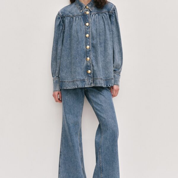 Aje Lorraine Denim Blouse, view 2