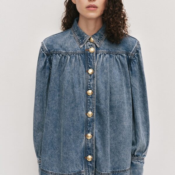 Aje Lorraine Denim Blouse, view 3