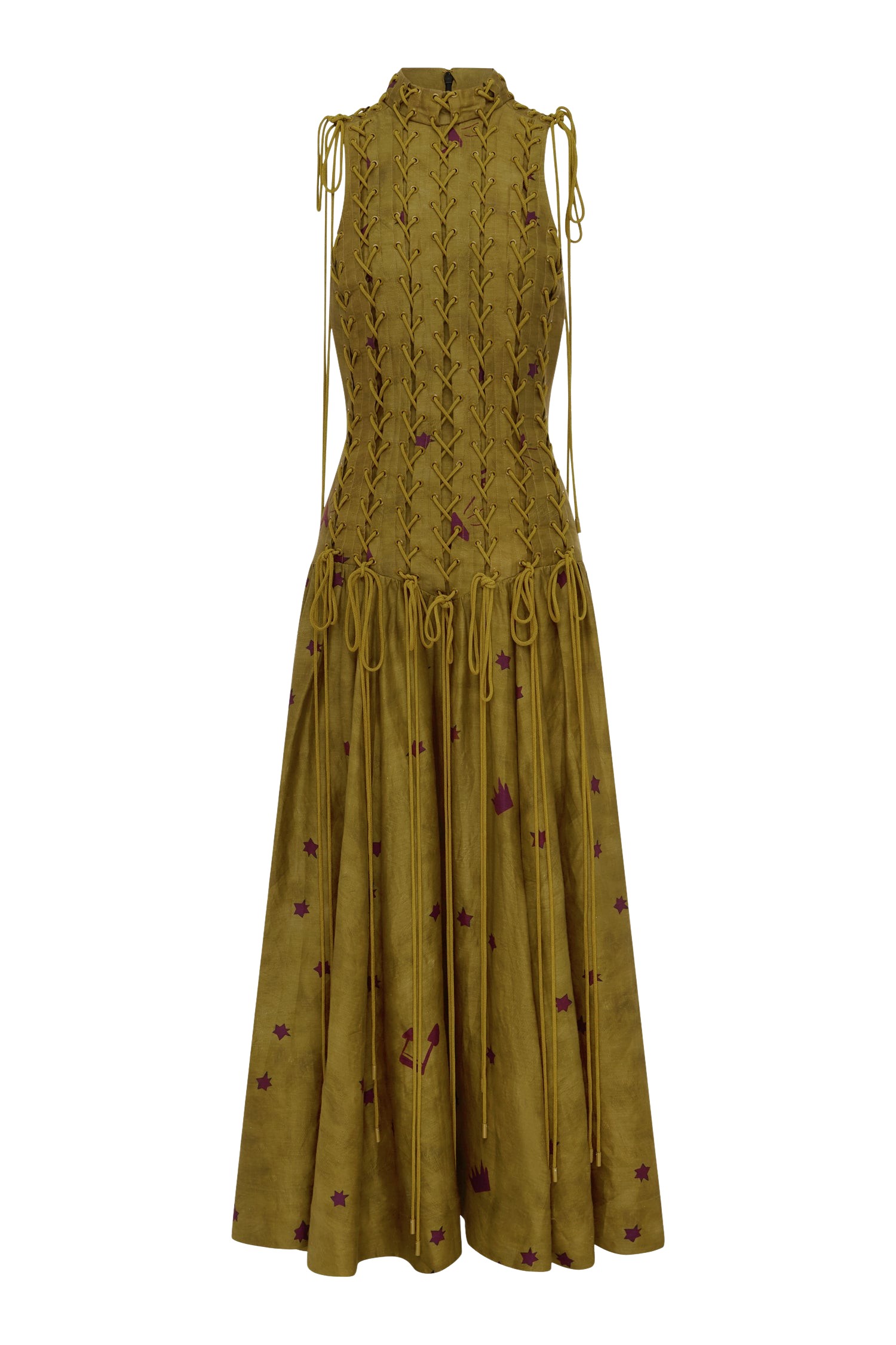 Alemais Astro Gown Olive  Sustainable Dresses with Alemais print -  Luxury Handbags Australian Designer