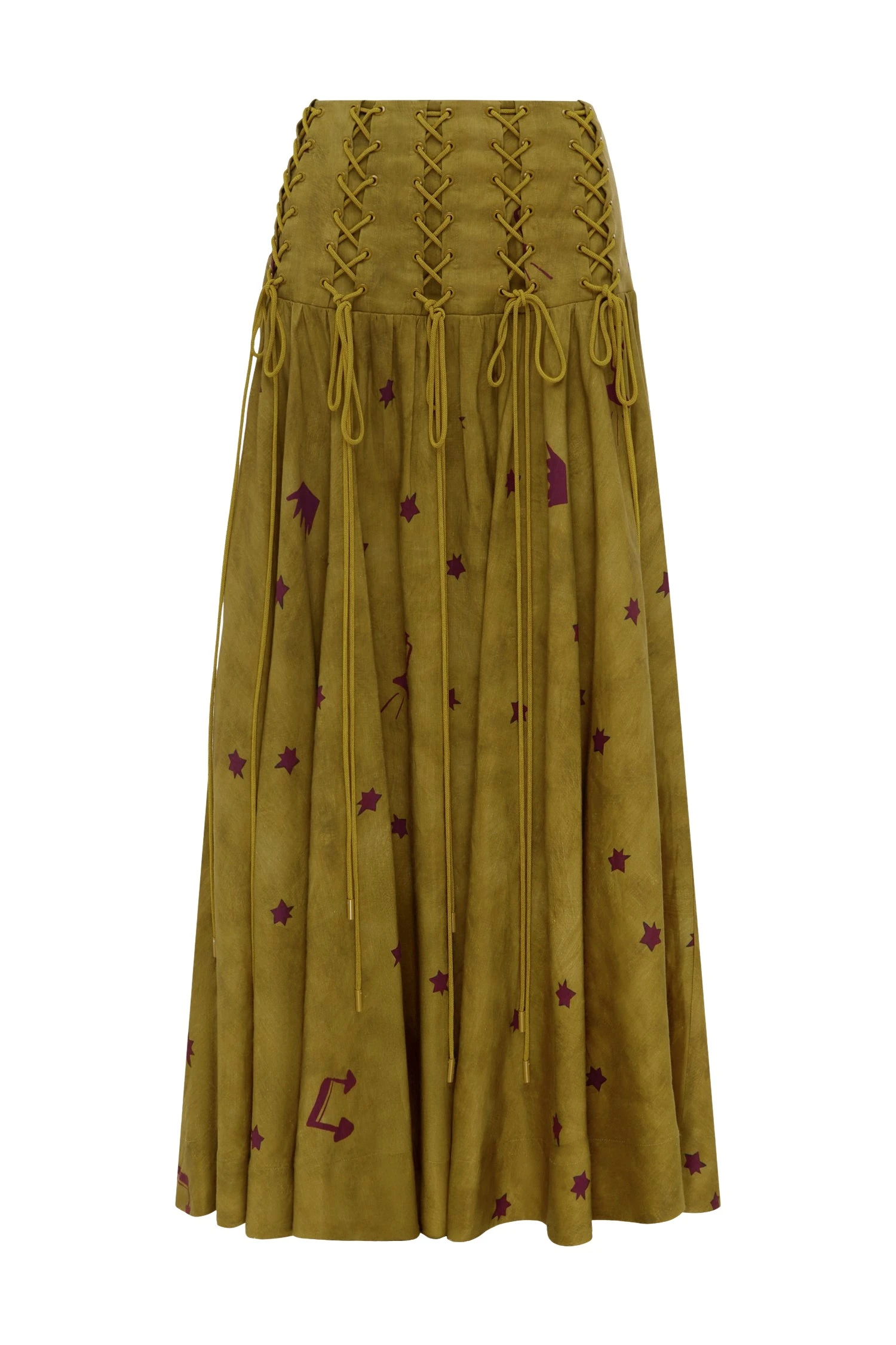 Alemais-Astro-Skirt-Olive-Green-Skirts-coveti39687_nobg Alemais Astro Skirt Olive Sustainable Skirts with Alemais print - Luxury Handbags Australian Designer