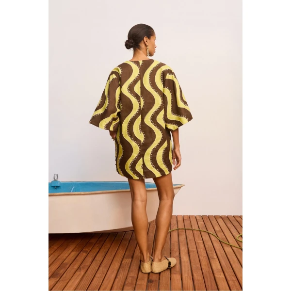 Alemais Frankie Mini Dress Yellow  Sustainable Dresses with Alemais print -  Luxury Handbags Australian Designer