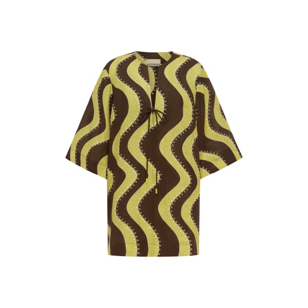 Alemais Frankie Mini Dress Yellow  Sustainable Dresses with Alemais print -  Luxury Handbags Australian Designer