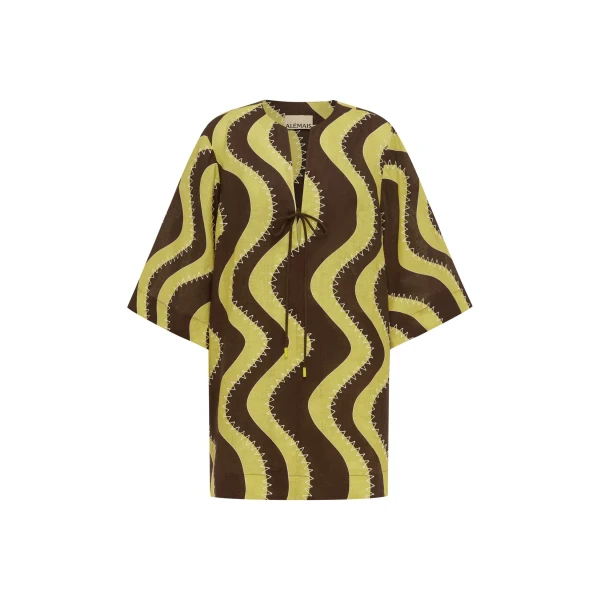 Alemais Frankie Mini Dress Yellow  Sustainable Dresses with Alemais print -  Luxury Handbags Australian Designer