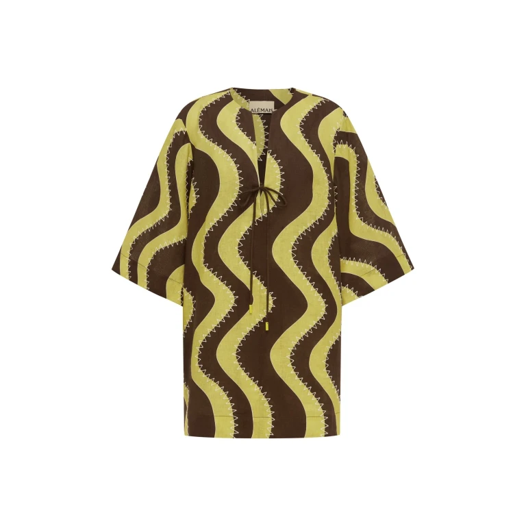 Alemais Frankie Mini Dress Yellow  Sustainable Dresses with Alemais print -  Luxury Handbags Australian Designer