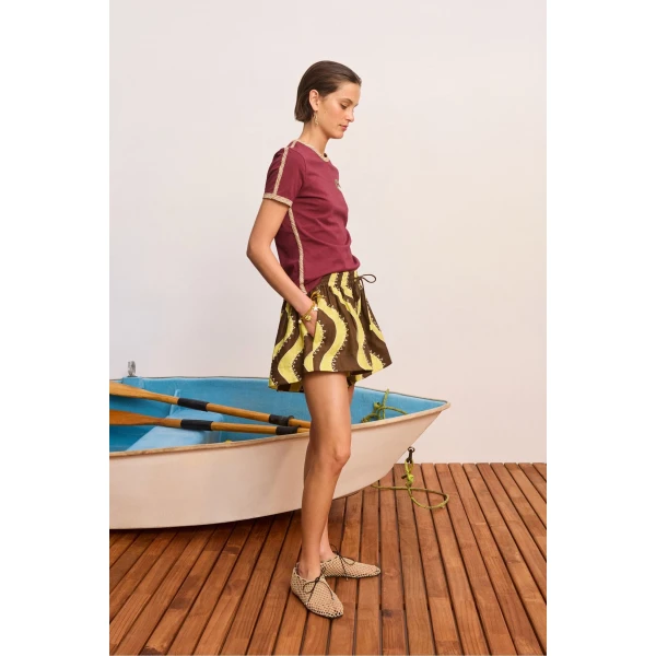 Alemais Frankie Short  Sustainable Shorts with Alemais print -  Luxury Handbags Australian Designer