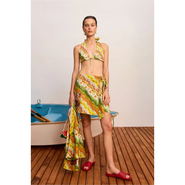 Alemais Janine Sarong Skirt  Sustainable Skirts with Alemais print -  Luxury Handbags Australian Designer