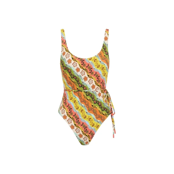 Alemais Janine Scoop Neck One Piece  Sustainable Beachwear with Alemais print -  Luxury Handbags Australian Designer