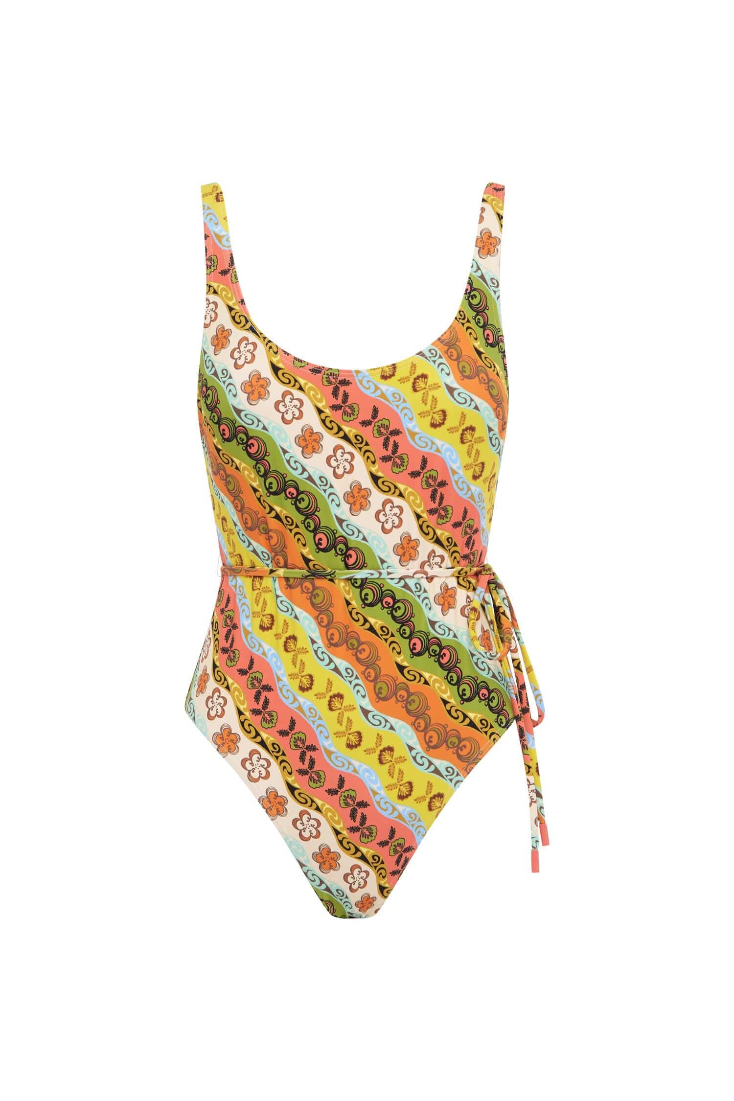 Alemais Janine Scoop Neck One Piece  Sustainable Beachwear with Alemais print -  Luxury Handbags Australian Designer