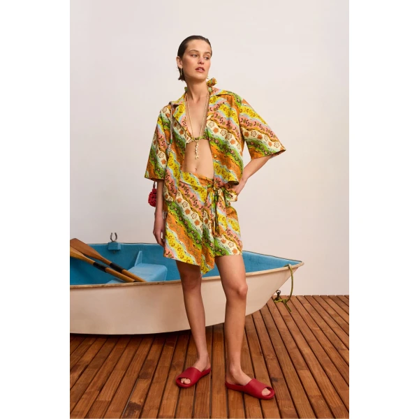Alemais Janine Shirt  Sustainable Tops with Alemais print -  Luxury Handbags Australian Designer