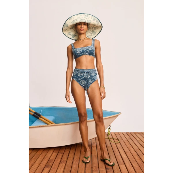 Alemais Lucky High Waist Brief  Sustainable Beachwear with Alemais print -  Luxury Handbags Australian Designer