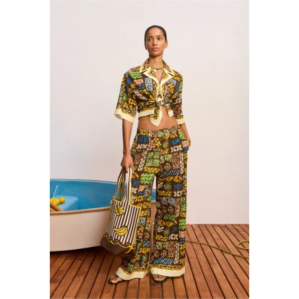 Alemais Minnie Pant  Sustainable Pants with Alemais print -  Luxury Handbags Australian Designer