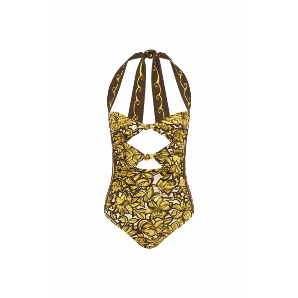 Alemais Mona Tie One Piece  Sustainable Beachwear with Alemais print -  Luxury Handbags Australian Designer