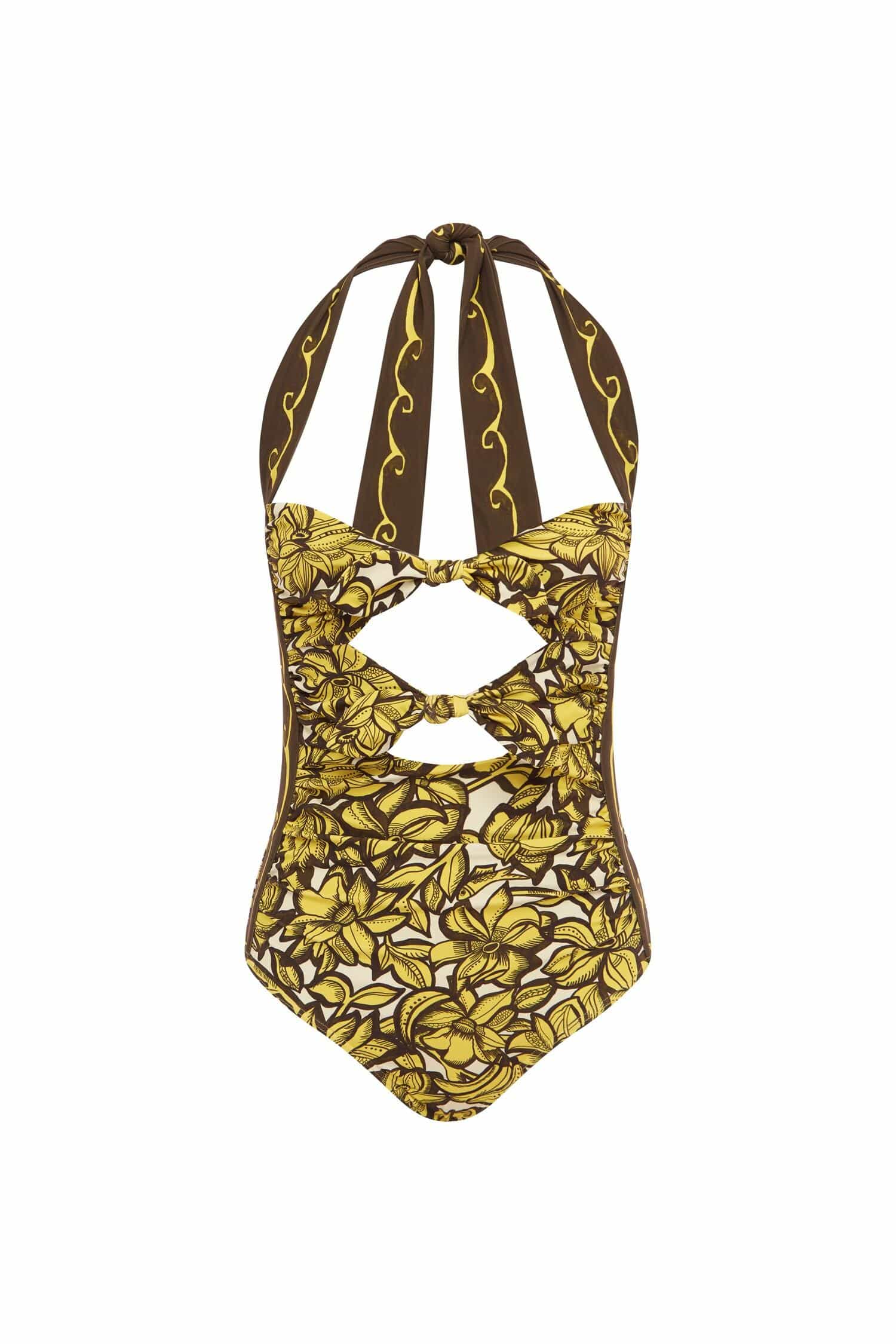 Alemais Mona Tie One Piece  Sustainable Beachwear with Alemais print -  Luxury Handbags Australian Designer