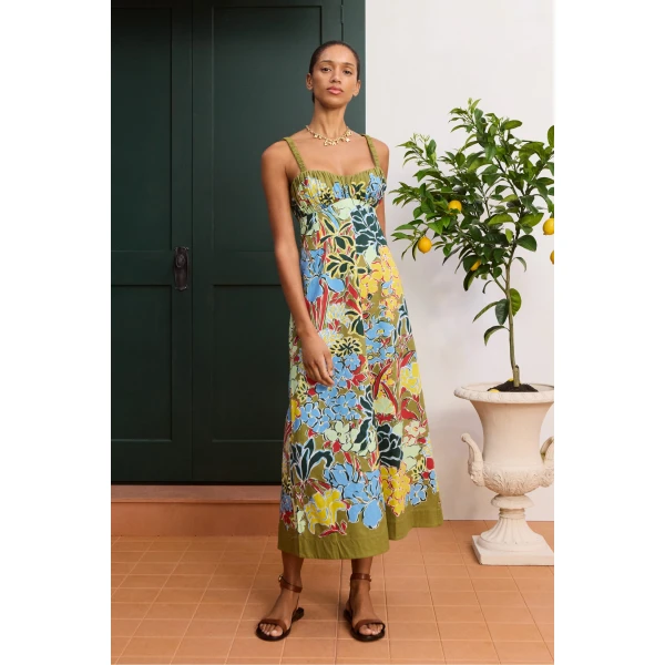 Alemais Solstice Midi Dress  Sustainable Dresses with Alemais print -  Luxury Handbags Australian Designer