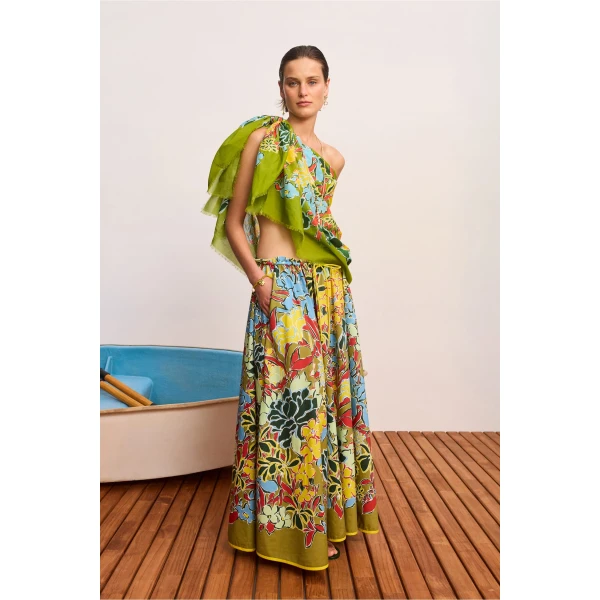 Alemais Solstice Midi Skirt  Sustainable Skirts with Alemais print -  Luxury Handbags Australian Designer