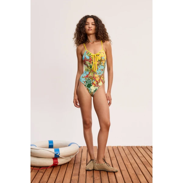 Alemais Solstice One Piece  Sustainable Beachwear with Alemais print -  Luxury Handbags Australian Designer