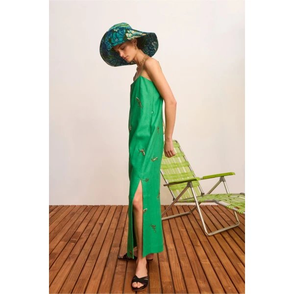 Alemais Wanda Embroidered Midi Dress  Sustainable Dresses with Alemais print -  Luxury Handbags Australian Designer