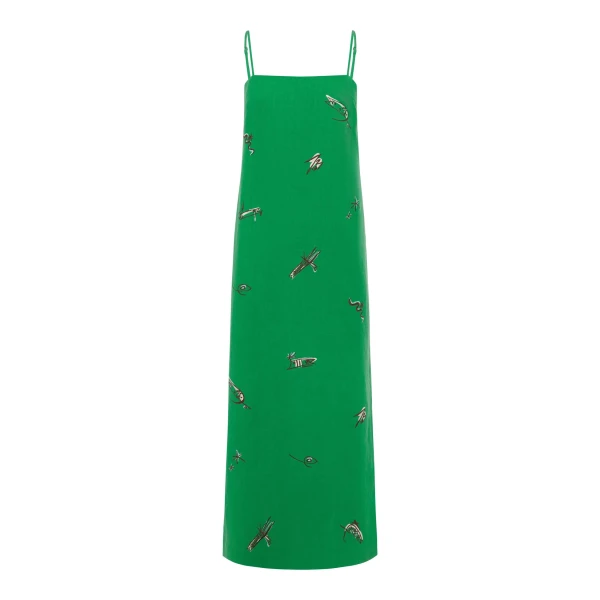 Alemais Wanda Embroidered Midi Dress  Sustainable Dresses with Alemais print -  Luxury Handbags Australian Designer