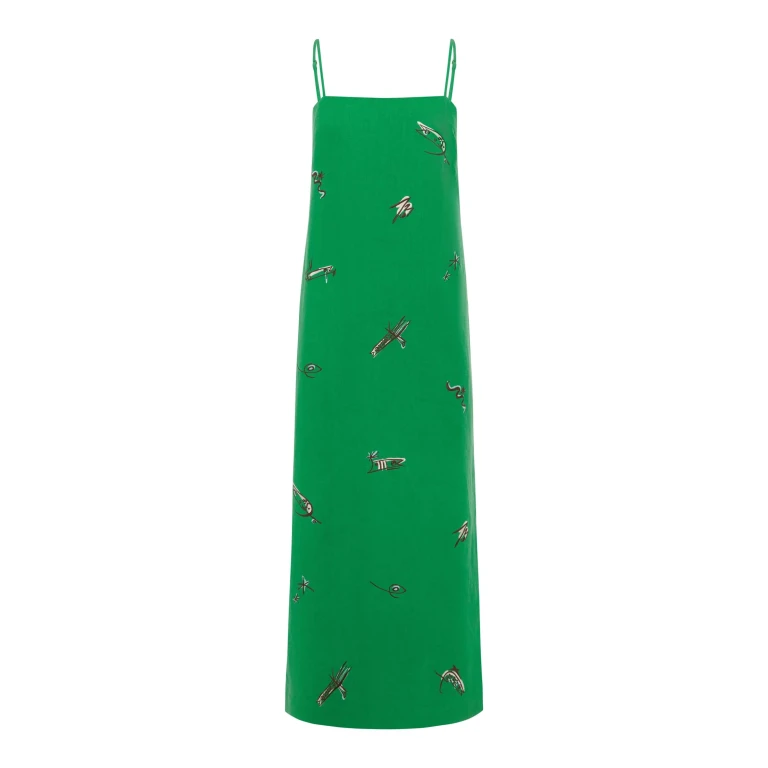 Alemais Wanda Embroidered Midi Dress  Sustainable Dresses with Alemais print -  Luxury Handbags Australian Designer