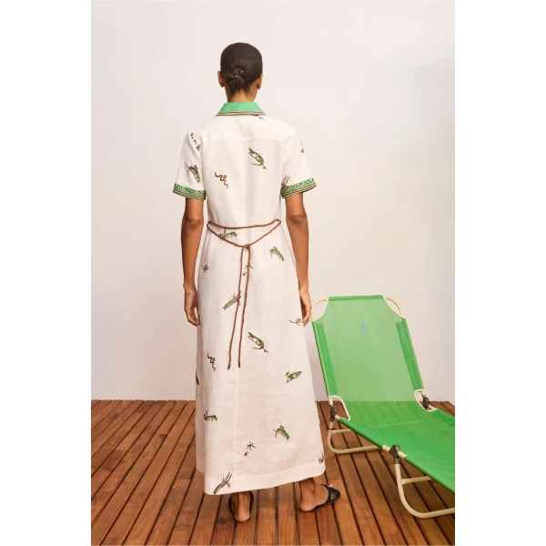 Alemais Wanda Embroidered Shirtdress  Sustainable Dresses with Alemais print -  Luxury Handbags Australian Designer