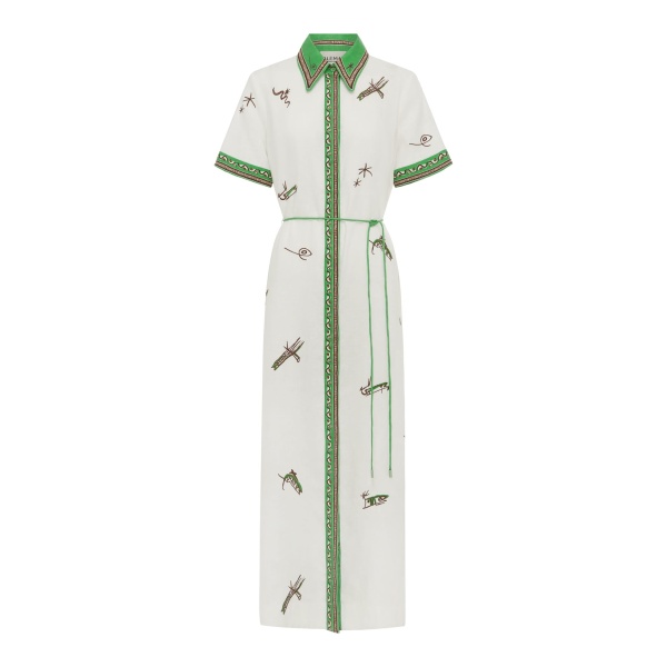 Alemais Wanda Embroidered Shirtdress  Sustainable Dresses with Alemais print -  Luxury Handbags Australian Designer