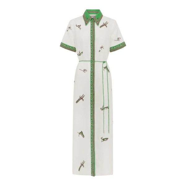 Alemais Wanda Embroidered Shirtdress  Sustainable Dresses with Alemais print -  Luxury Handbags Australian Designer