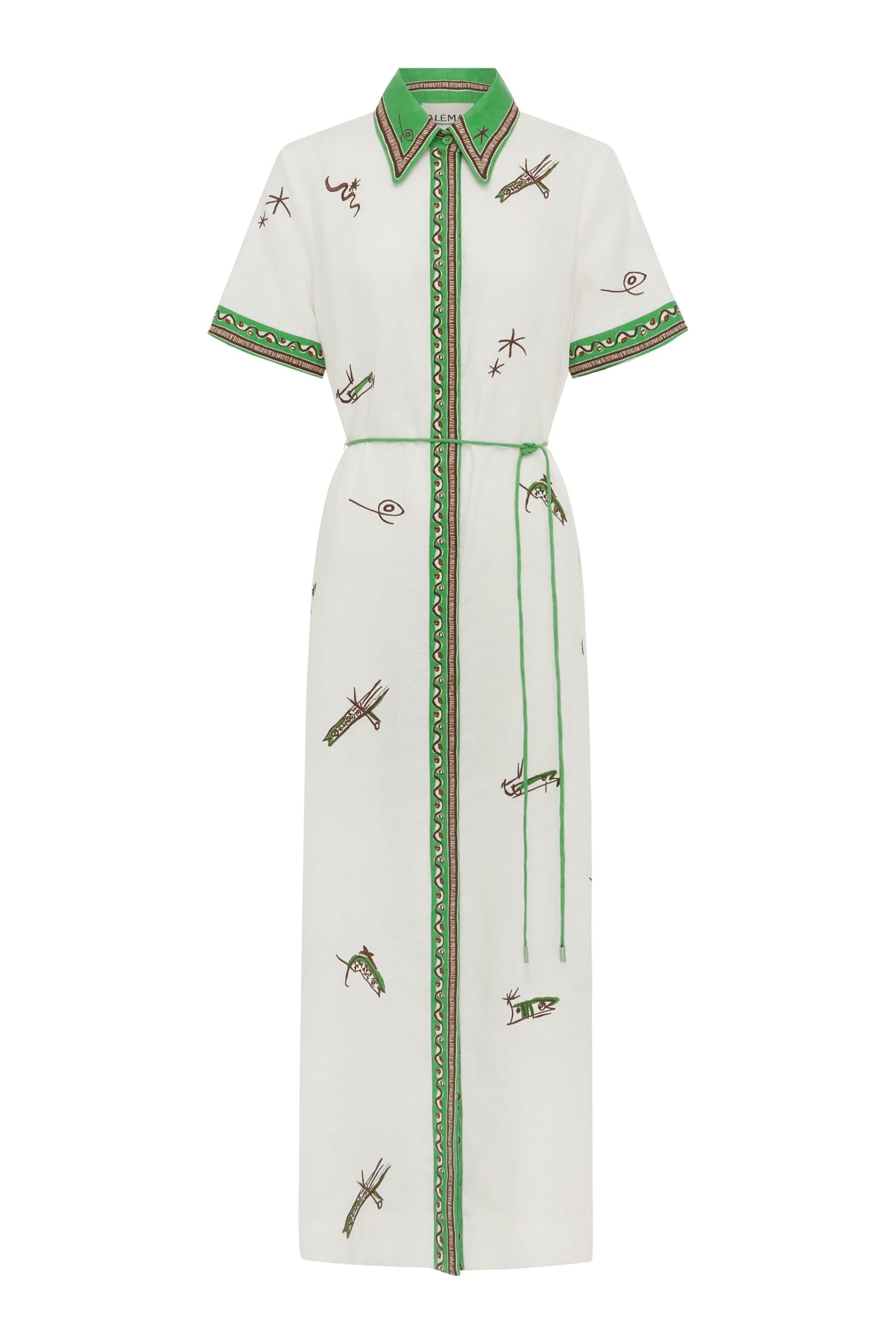 Alemais Wanda Embroidered Shirtdress  Sustainable Dresses with Alemais print -  Luxury Handbags Australian Designer