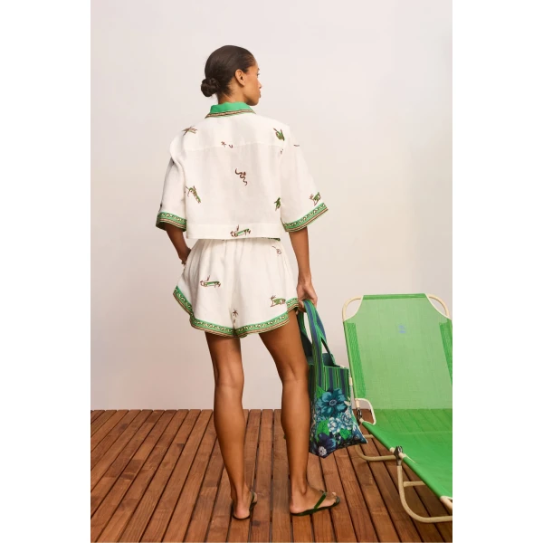 Alemais Wanda Embroidered Short  Sustainable Shorts with Alemais print -  Luxury Handbags Australian Designer