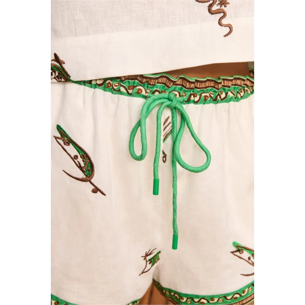 Alemais Wanda Embroidered Short  Sustainable Shorts with Alemais print -  Luxury Handbags Australian Designer