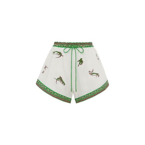 Alemais Wanda Embroidered Short  Sustainable Shorts with Alemais print -  Luxury Handbags Australian Designer