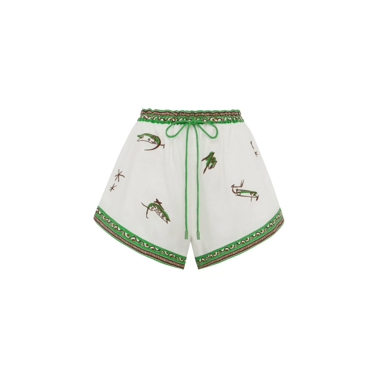 Alemais Wanda Embroidered Short  Sustainable Shorts with Alemais print -  Luxury Handbags Australian Designer