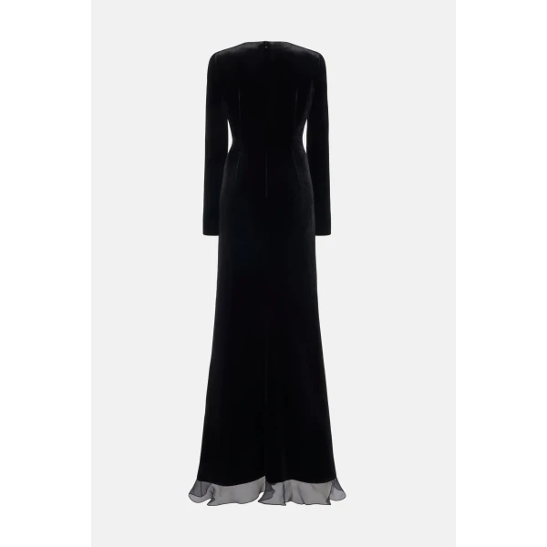 Velvet Dress with Ruches