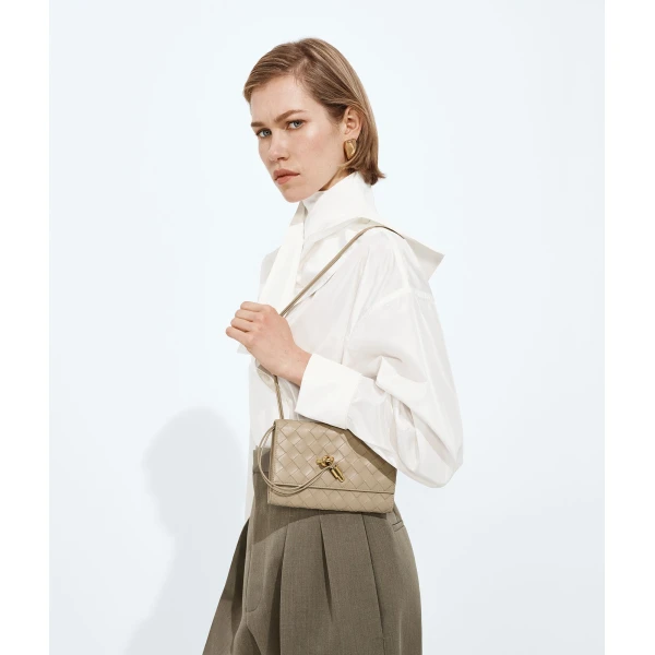 Khaite Women's Andiamo Pouch On Strap in Ecru - Beige Shoulder & Crossbody Bags - The Lotus Tote Bag - Shop at Luxury Shoes 