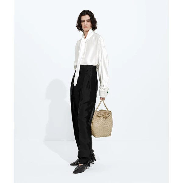 Khaite Women's Andiamo Small Bucket in Ecru - Beige Bucket Bags - The Lotus Tote Bag - Shop at Luxury Shoes 