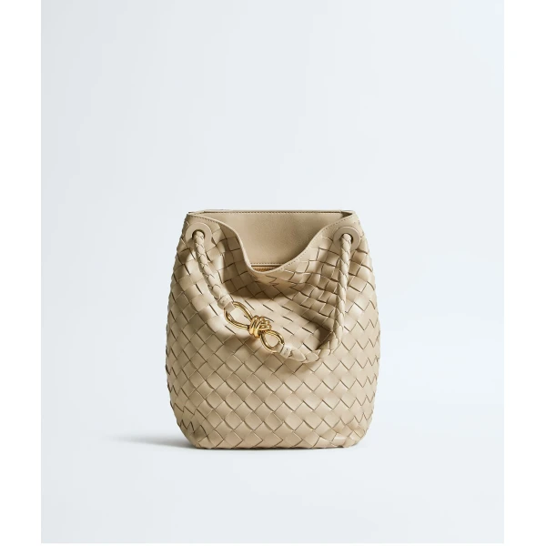 Khaite Women's Andiamo Small Bucket in Ecru - Beige Bucket Bags - The Lotus Tote Bag - Shop at Luxury Shoes 