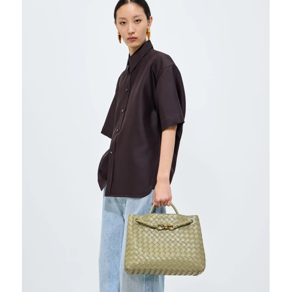 Khaite Women's Andiamo in Travertine - Beige Totes & Top-Handle Bags - The Lotus Tote Bag - Shop at Luxury Shoes 